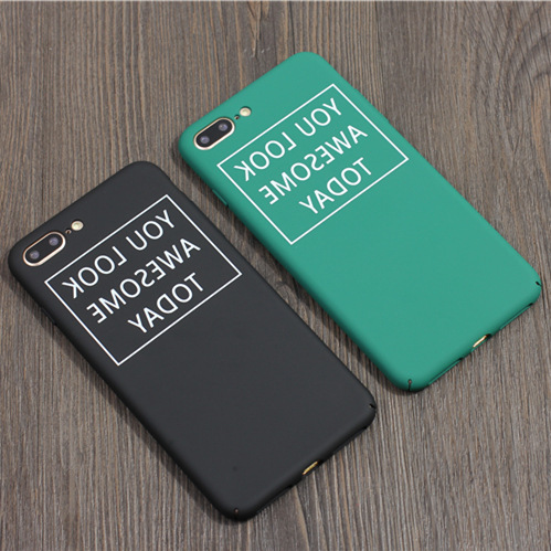 iPhone7墨綠色手機殼日韓風 英文字母 磨砂手感油 6s全包邊PC外殼批發・進口・工廠・代買・代購