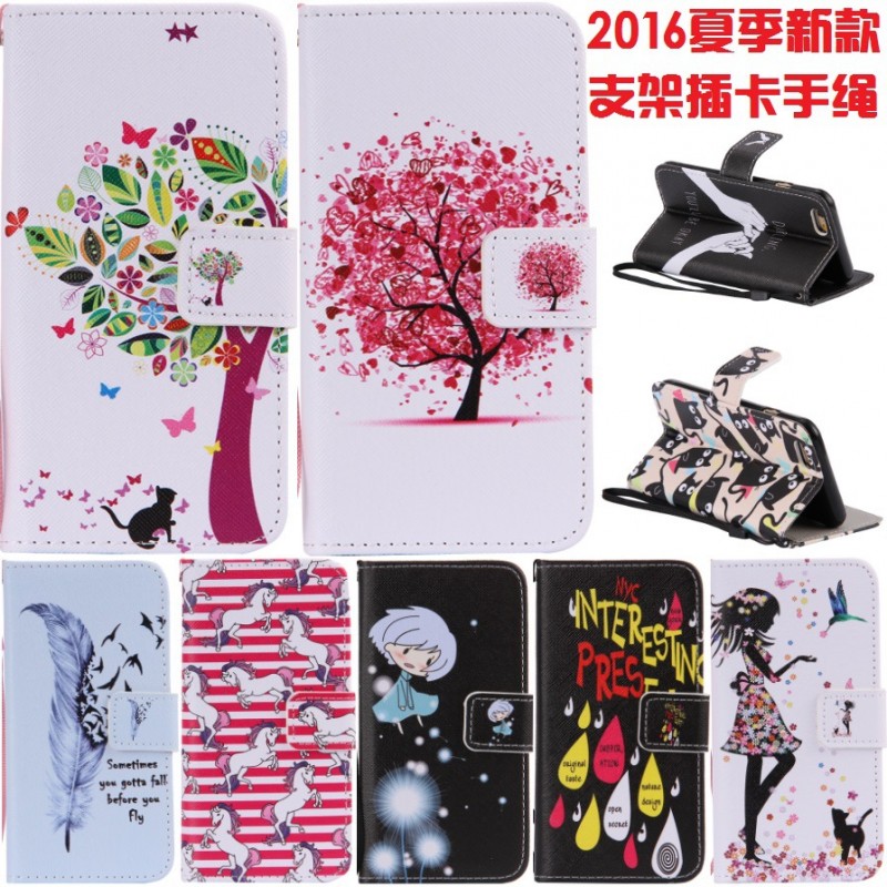 適用於iPhone6 Plus彩繪帶手繩皮套iPhone6彩色樹紅色小樹保護套工廠,批發,進口,代購