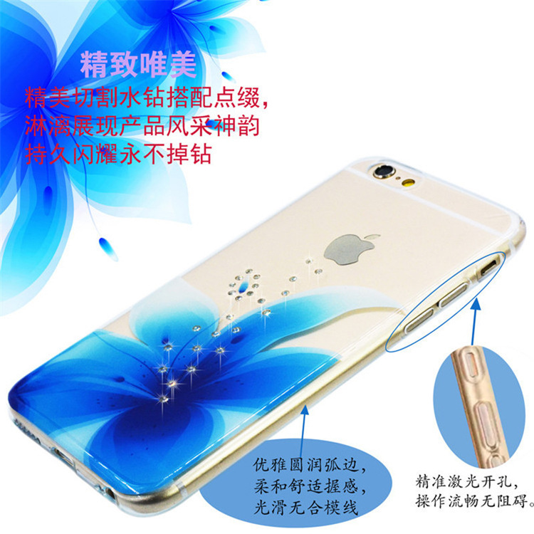 新款imd蘋果iphone6s手機殼5.5寸透明 tpu膜內鑲鉆保護殼6splus工廠,批發,進口,代購