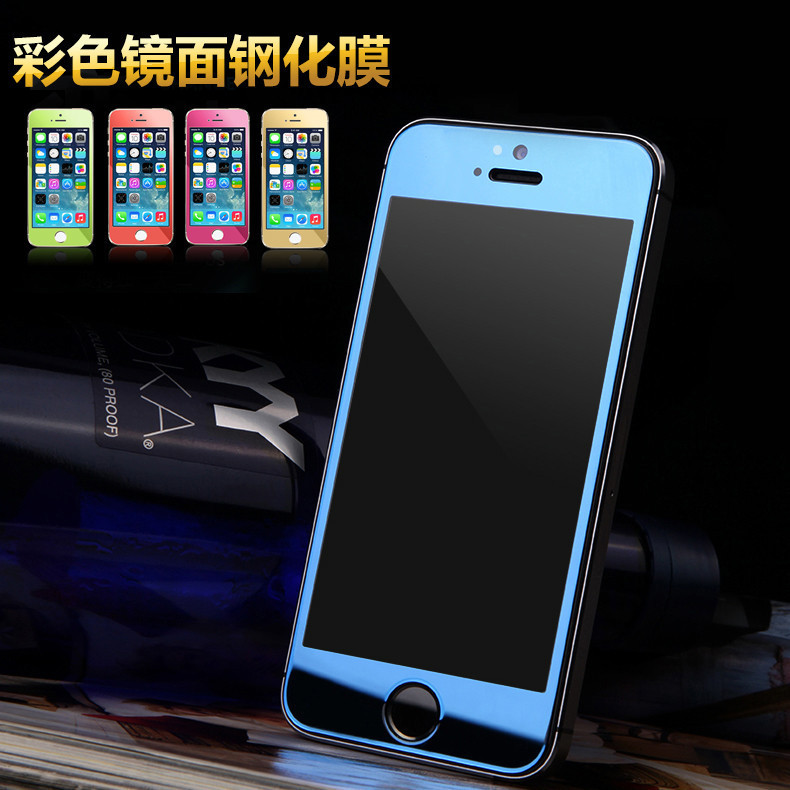 蘋果6保護膜 iphone5彩色鋼化玻璃膜 蘋果5手機彩膜 6plus玻璃膜工廠,批發,進口,代購