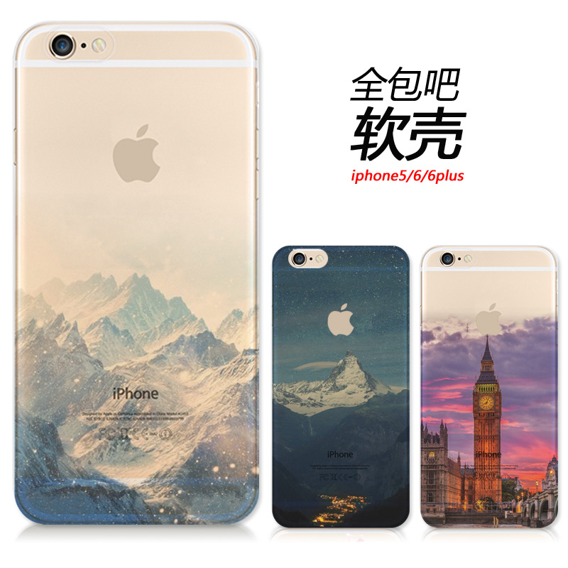 iphone6 手機殼 蘋果6plus 半透明彩繪TPU風景殼 創意軟殼批發工廠,批發,進口,代購