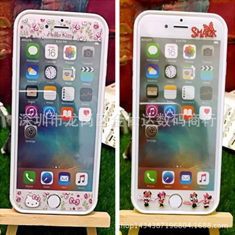 蘋果iPhone6plus小丸子鋼化玻璃膜KT卡通彩膜5s美樂蒂6s浮雕前膜批發・進口・工廠・代買・代購