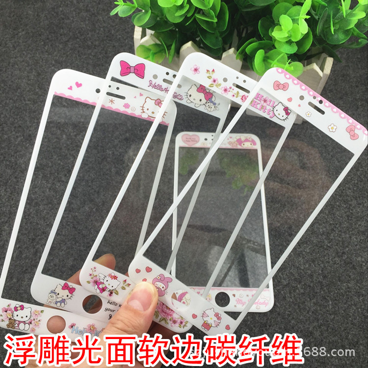 iphone6S PLUS全屏覆蓋卡通鋼化玻璃膜蘋果6S手機貼膜軟邊前膜工廠,批發,進口,代購