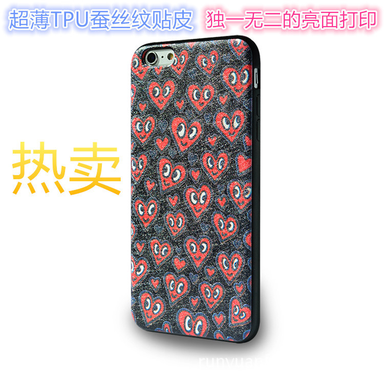 爆款蘋果iphone6超薄5.5寸模內註塑皮套TPU蠶絲紋貼皮打印保護套批發・進口・工廠・代買・代購