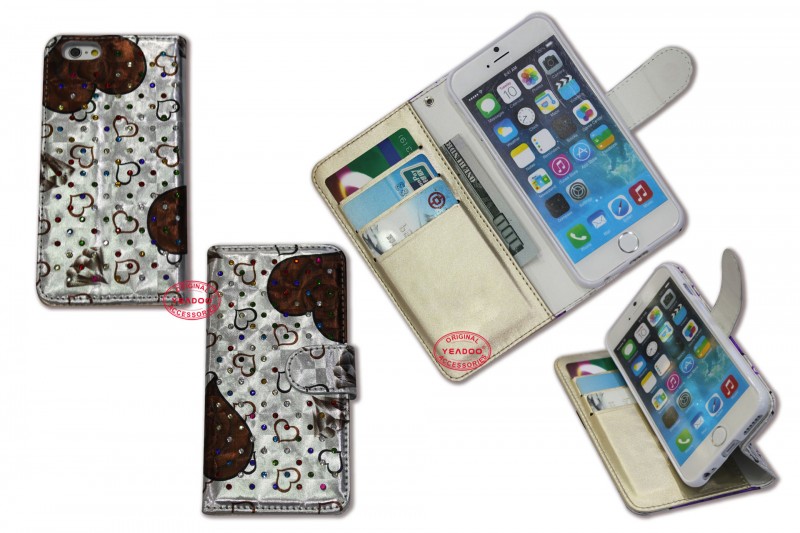 皮套保護套鉆石6S 6G皮套 iPhone 6高檔皮套-心形鉆石雙折皮套批發・進口・工廠・代買・代購