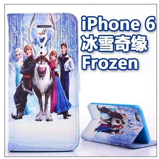 iphone5S冰雪奇緣frozen皮套 iphone 6 plus冰雪奇緣支撐插卡皮套工廠,批發,進口,代購