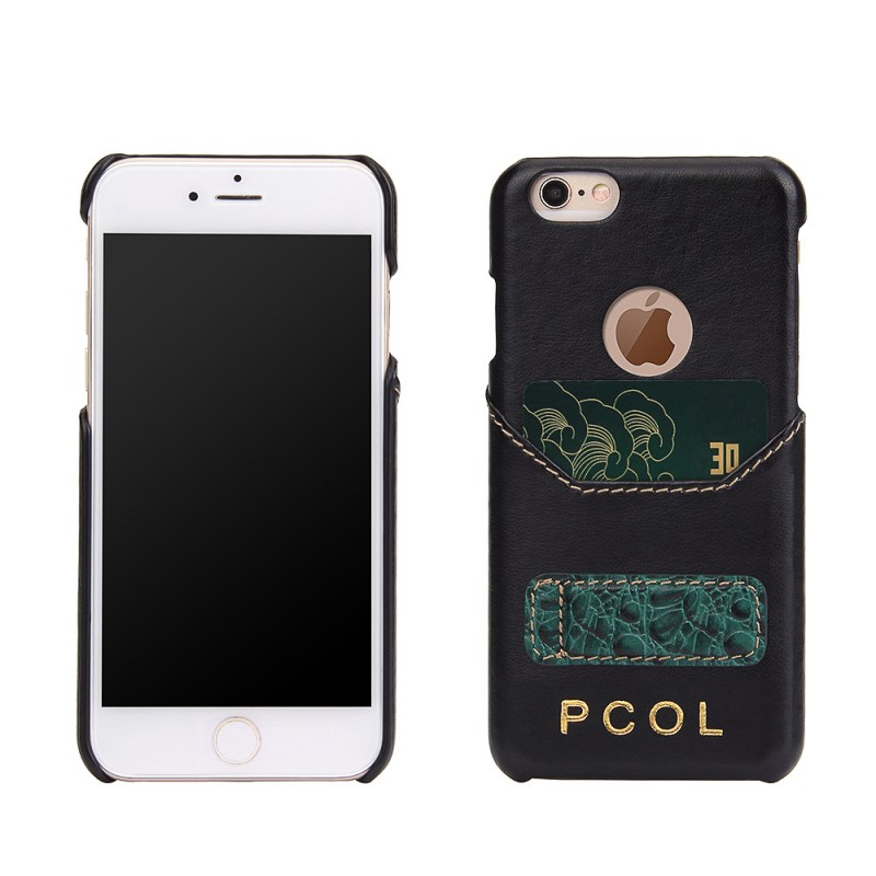 PCOL皮蔻 蘋果iPhone7/6 奢華納佰紋+真皮扣支撐後蓋皮套 7手機殼工廠,批發,進口,代購