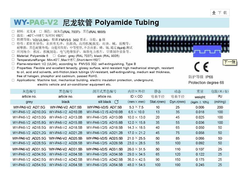 廠傢 供應WY-PA6-V2 尼龍軟管 Polyamide Tubing批發・進口・工廠・代買・代購