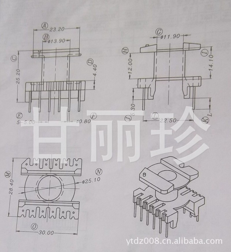 ER3525 變壓器骨架 立式6+6針 YT-3506 尺寸圖工廠,批發,進口,代購