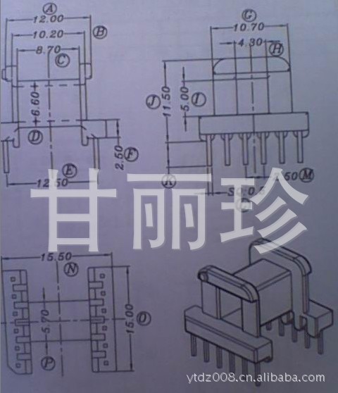 EE16骨架 臥式6+6針 YT-1636尺寸圖工廠,批發,進口,代購