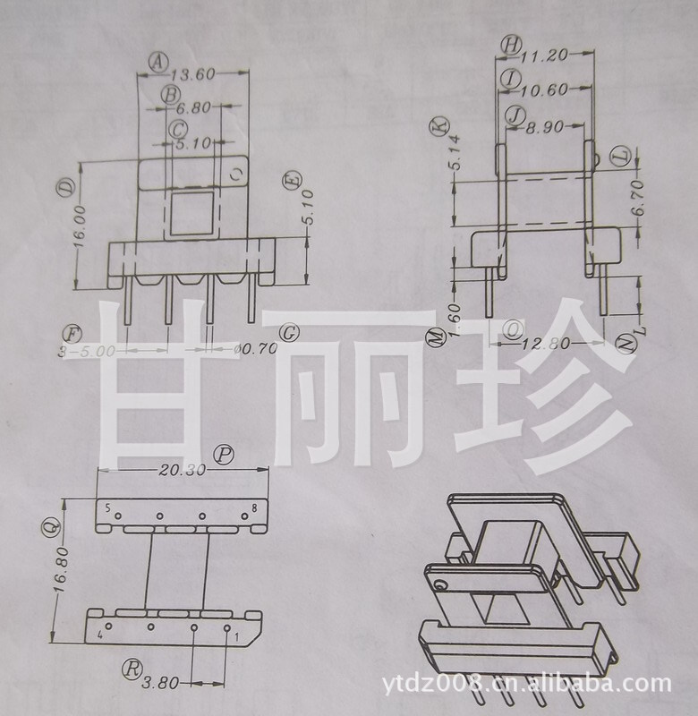 EE19 骨架（臥式4+4針) YT-1920 尺寸圖工廠,批發,進口,代購