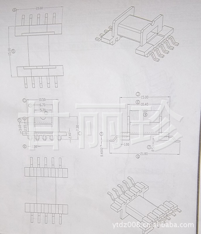 EFD15 貼片骨架 尺寸圖 syt-1501  smd bobbin工廠,批發,進口,代購