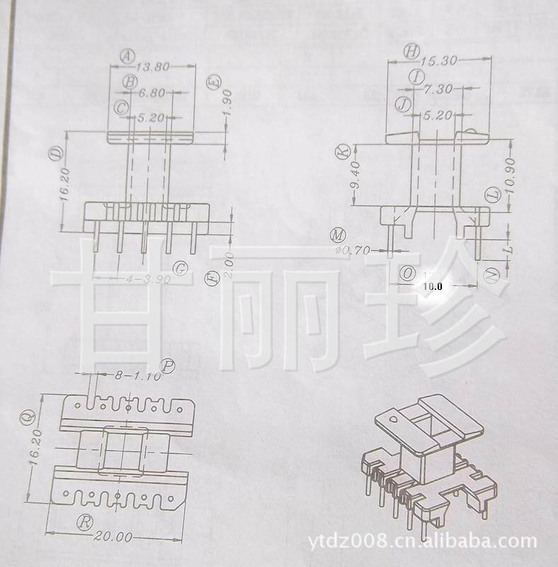 EE19 骨架 (立式5+5針) 尺寸圖工廠,批發,進口,代購