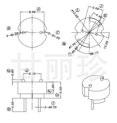 工字電感 底座  磁環底座 BASE 尺寸圖 YT-010工廠,批發,進口,代購