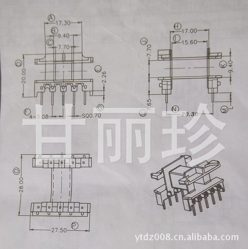 高頻骨架EF25   尺寸圖  洋通料號 YT-2509工廠,批發,進口,代購