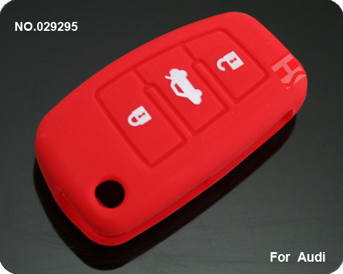 爆款奧迪汽車三鍵遙控器矽膠套(紅色帶白字)工廠,批發,進口,代購