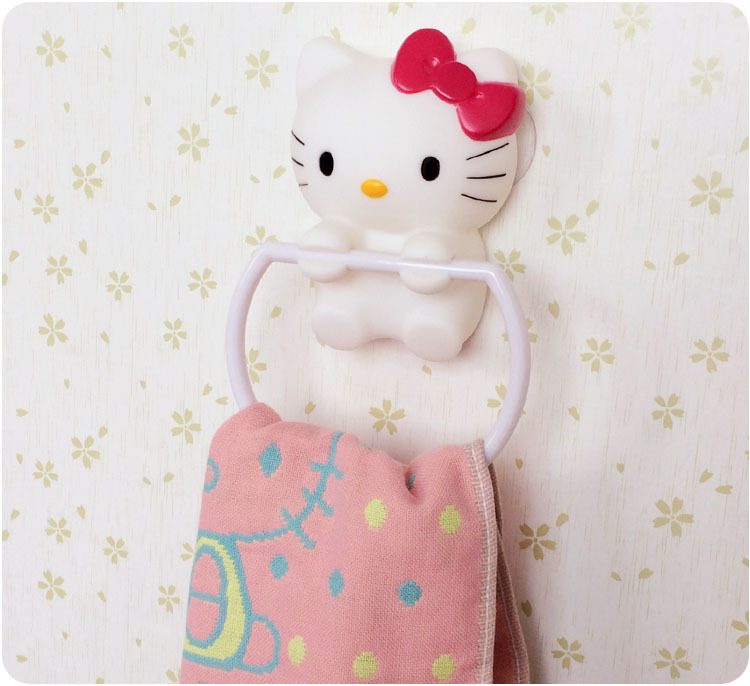 hello Kitty 凱蒂貓可愛浴室毛巾掛卡通廁所吸盤式毛巾架 毛巾環工廠,批發,進口,代購