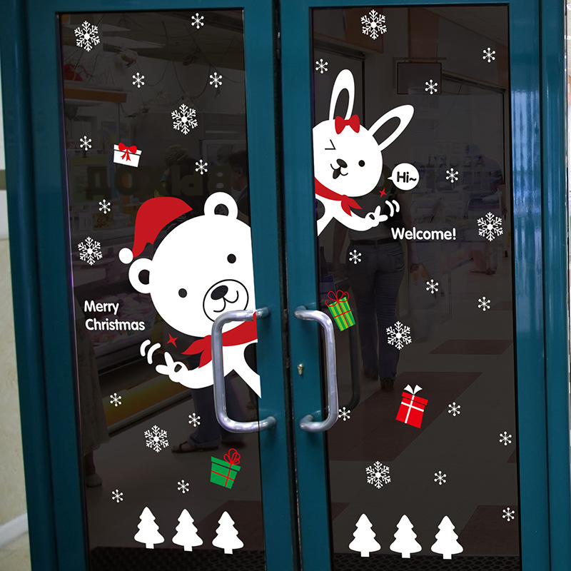 聖誕店鋪櫥窗裝飾聖誕墻貼畫玻璃貼紙聖誕來瞭可移除櫥窗批發・進口・工廠・代買・代購