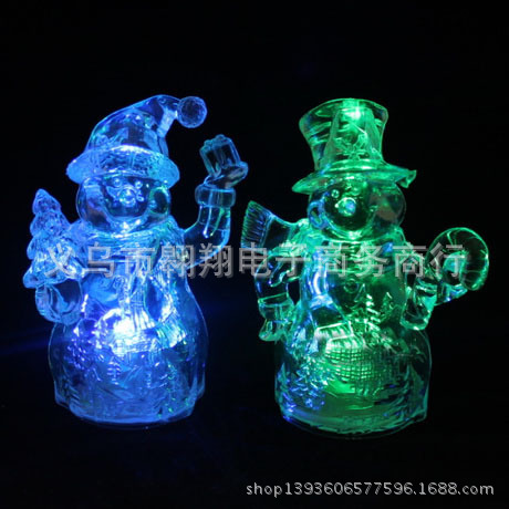 亞克力雪人七彩小夜燈批發 聖誕禮品 裝飾品 酒吧用品led燈工廠,批發,進口,代購