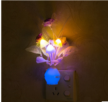 LED光控感應小夜燈 4色花瓶變色 節能護眼蘑菇小夜燈 廠傢批發批發・進口・工廠・代買・代購