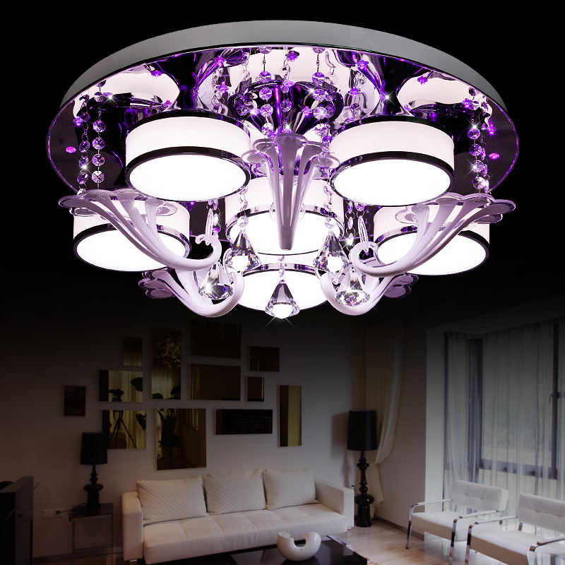 圓形LED水晶吸頂燈臥室燈溫馨時尚創意客廳燈現代調光房間燈批發・進口・工廠・代買・代購