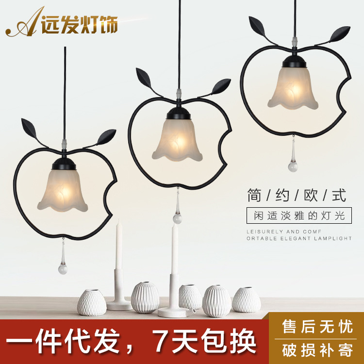 歐式LED蘋果復古創意個性吧臺酒店餐廳吊燈簡約水晶裝飾吸吊燈工廠,批發,進口,代購