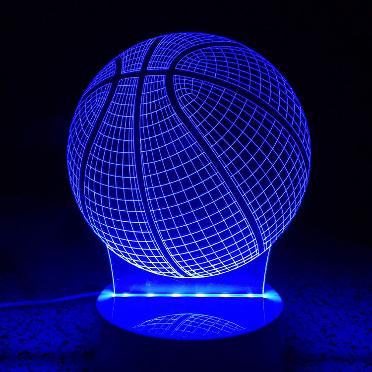 廠傢供應LED小夜燈創意籃球造型小臺燈3D亞克力視覺燈床頭裝飾燈工廠,批發,進口,代購