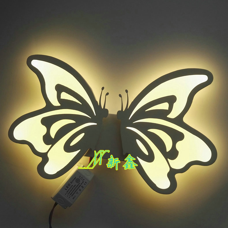 新款LED特色創意造型壁燈蝴蝶形狀亞克力鐵藝燈墻壁裝飾燈批發・進口・工廠・代買・代購