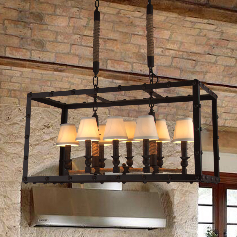 新款loft復古餐桌燈鐵藝玻璃箱餐廳燈長方形創意客廳燈個性吊燈批發・進口・工廠・代買・代購