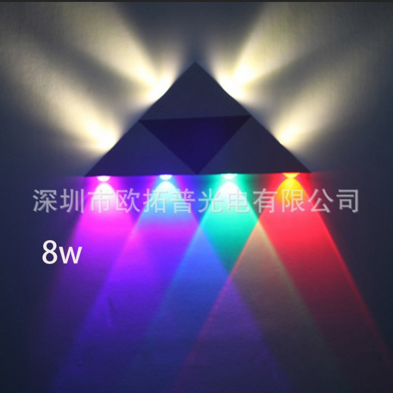 特價促銷7w led三角彩色壁燈 七彩墻壁燈 3年質保工廠,批發,進口,代購