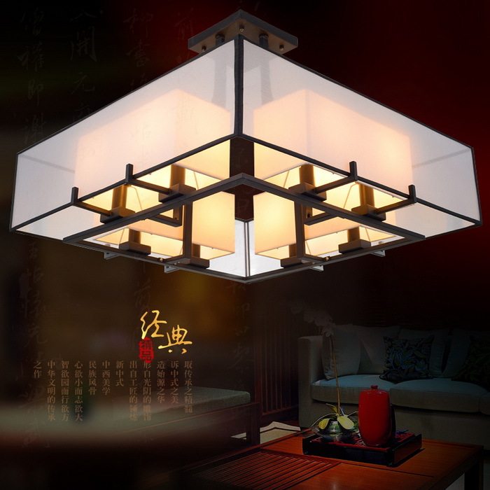 新中式LED吊燈客廳臥室餐廳創意正方形客房燈具批發工廠,批發,進口,代購
