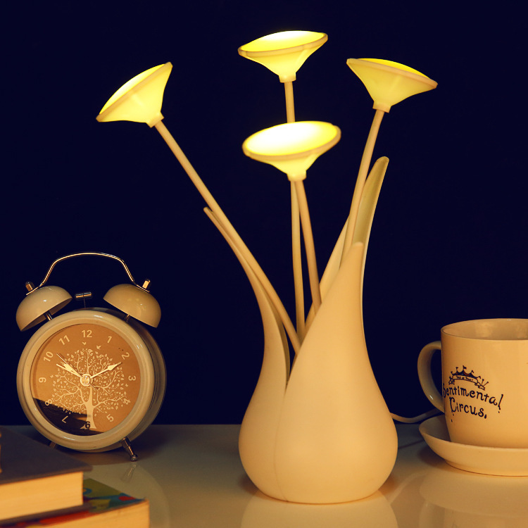 曲務 創意創意花瓶造型小夜燈 USB光控喂奶燈智能居傢花朵工廠,批發,進口,代購