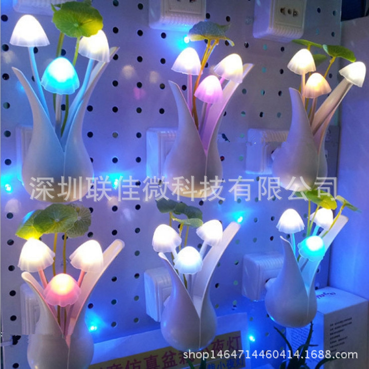 廠傢直銷 LED小夜燈光控節能七彩玫瑰蘑菇燈感應禮品活動地攤熱賣批發・進口・工廠・代買・代購