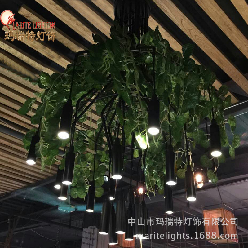 LED多頭射燈植物吊燈 胡桃裡酒吧音樂餐廳網咖樹葉燈具廠傢批發工廠,批發,進口,代購