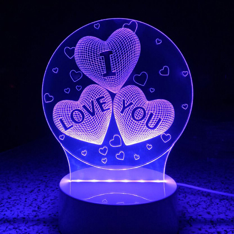 創意LED小夜等3D小臺燈love愛心愛心情人節生日禮物USB遙控開關燈工廠,批發,進口,代購