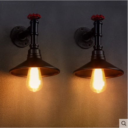 工業鐵藝水管壁燈創意美式復古燈咖啡廳酒吧單雙頭開關水管壁燈批發・進口・工廠・代買・代購