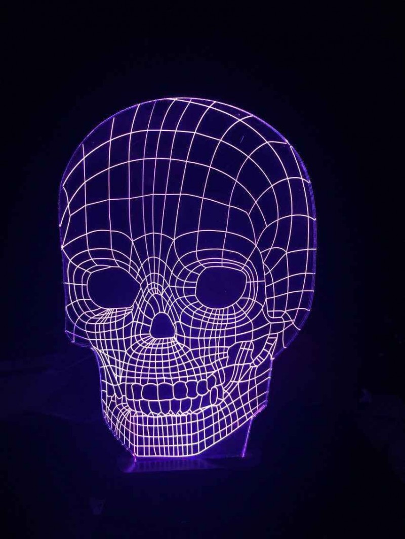 新款七彩骷髏頭3D燈 按鍵開關LED漸變臺燈 亞克力錯位視覺立體燈批發・進口・工廠・代買・代購