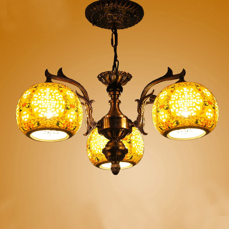 中式燈飾燈具歐式美式古典東南亞陶瓷餐廳臥室書房茶樓3頭吊燈具批發・進口・工廠・代買・代購