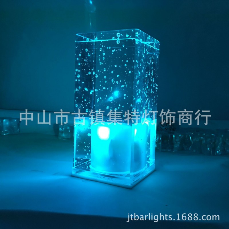 LED充電吧臺燈 創意酒吧方形水晶桌燈 氣泡水晶燭臺燈 充電蠟燭燈批發・進口・工廠・代買・代購