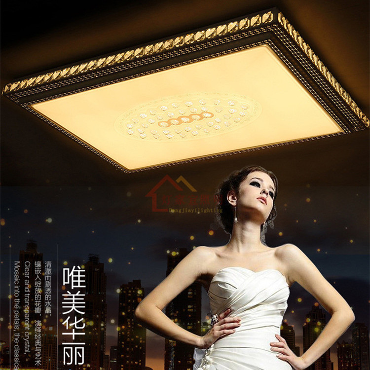 現代新款鐵藝水晶長方形客廳大廳藝術燈具星空之光LED吸頂燈批發・進口・工廠・代買・代購