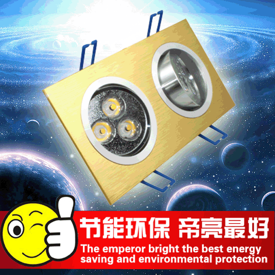 【帝亮】LED兩頭雙頭天花燈 金色射燈 3*1W *2 110v-220v-240v批發・進口・工廠・代買・代購