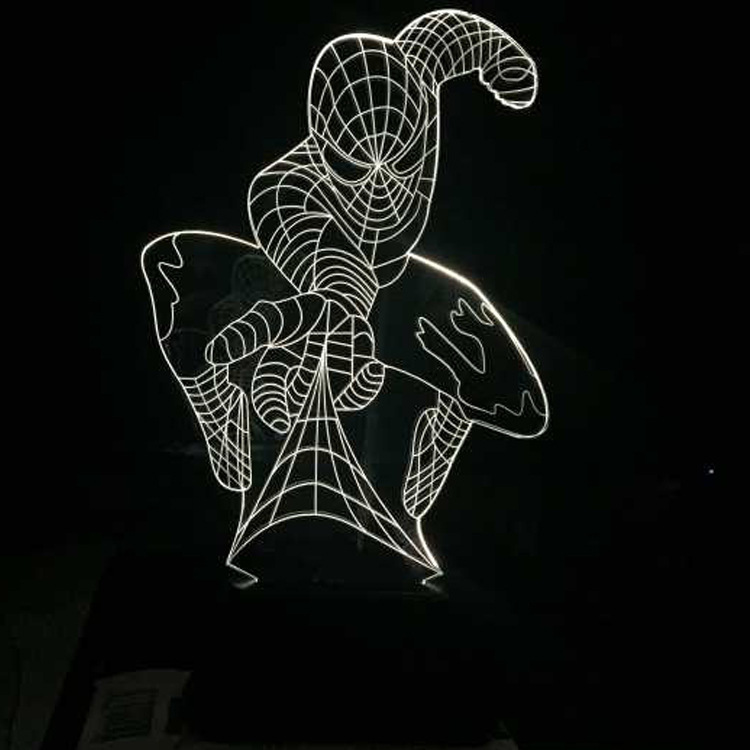 3d臺燈蜘蛛俠小夜燈七彩變色亞克力視覺立體錯覺LED裝飾燈usb兩用工廠,批發,進口,代購