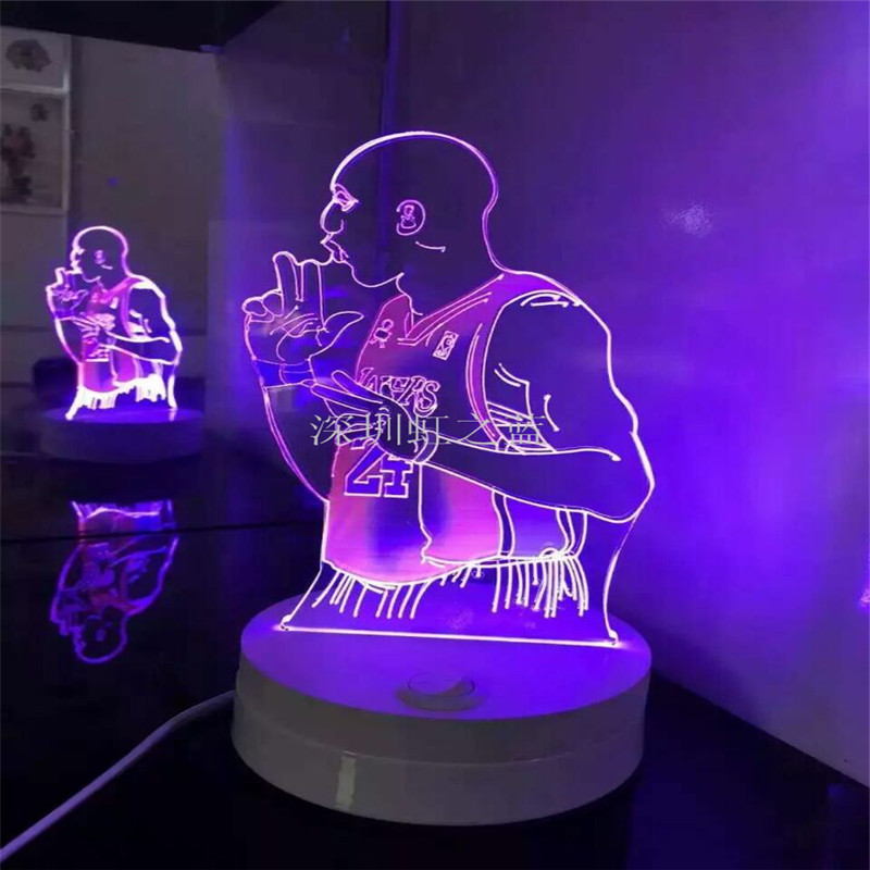 2016外貿新款NBA球星科比七彩3D燈 創意三維燈  廠傢直銷工廠,批發,進口,代購