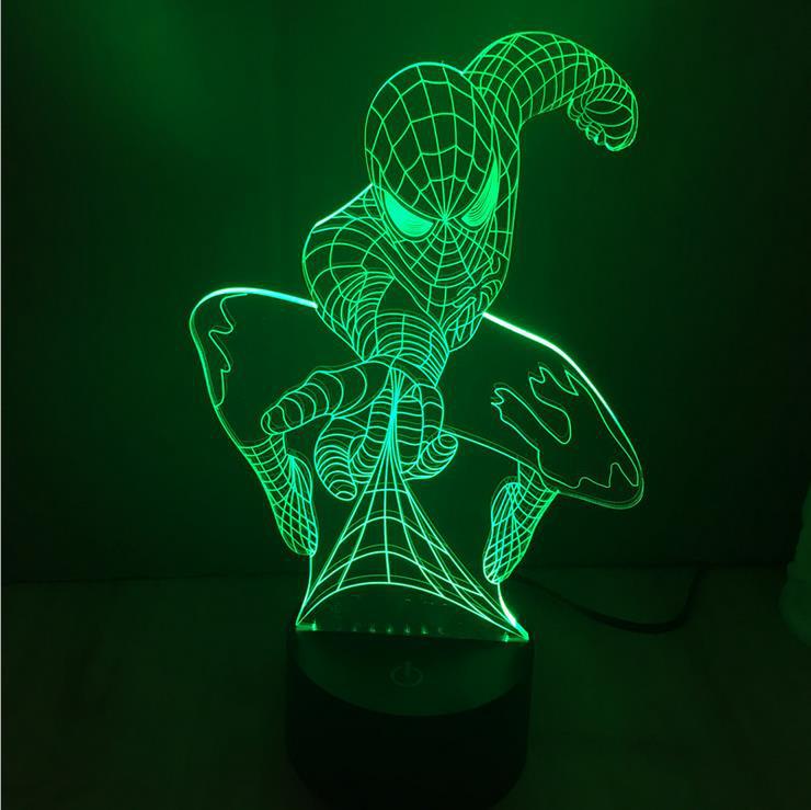 長期供應 新款蜘蛛俠七彩3D燈 漸變視覺立體燈 創意氣氛臺燈工廠,批發,進口,代購