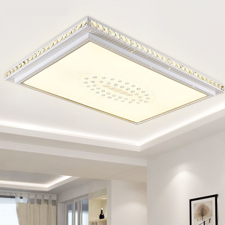 現代簡約時尚LED客廳吸頂燈具長方形臥室燈雙層水晶燈遙控調色溫批發・進口・工廠・代買・代購