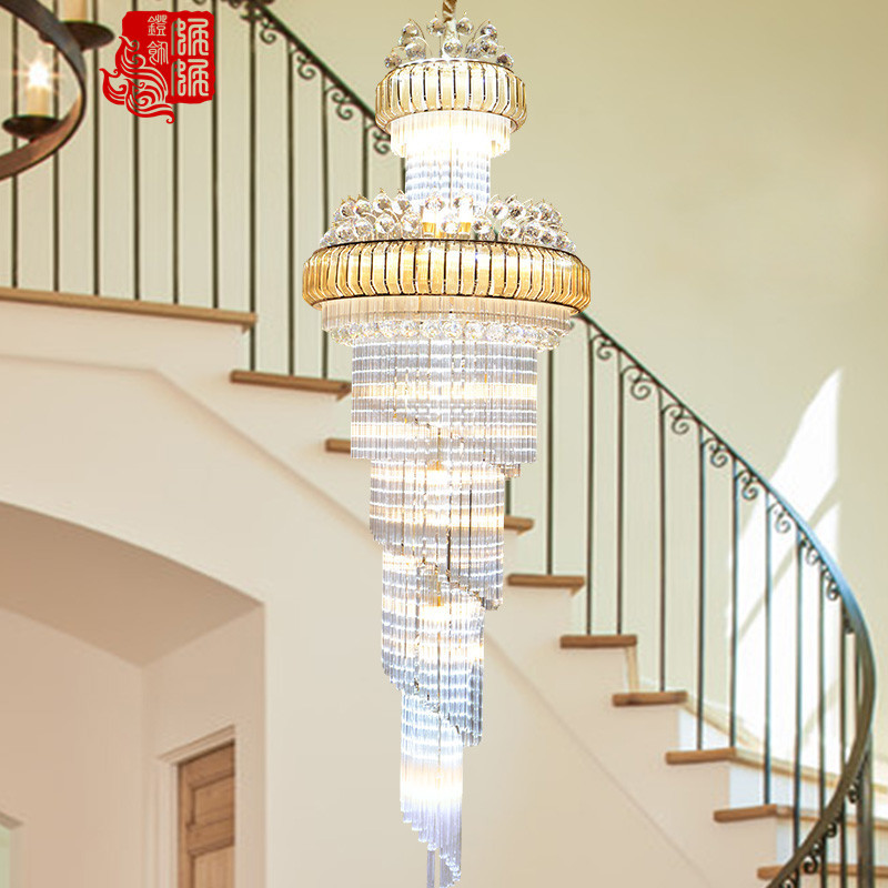 新款水晶吊燈 復式樓大廳LED吊燈 圓形別墅樓梯間燈飾燈具工廠,批發,進口,代購