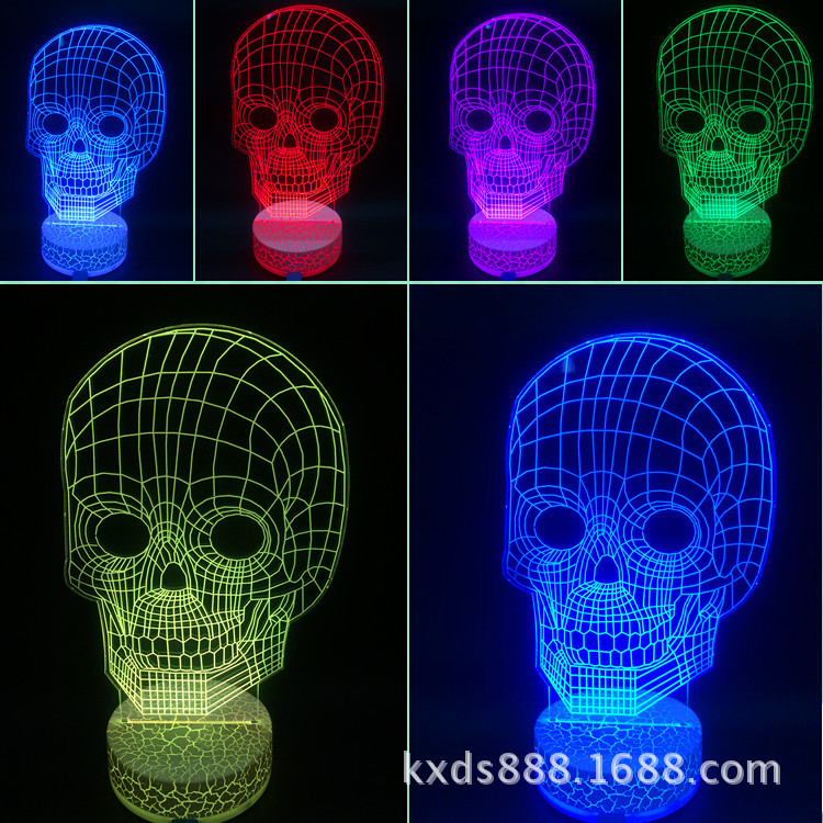 LED骷髏頭小夜燈3D造型臺燈USB床頭燈擺件節日生日禮品燈一件代發批發・進口・工廠・代買・代購