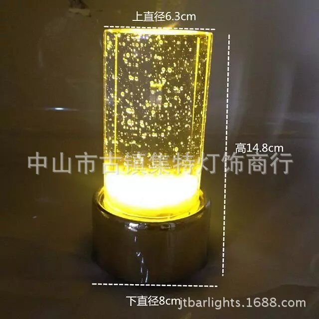 LED酒吧餐廳充電吧臺燈 圓柱氣泡水晶酒店桌燈 七彩燭臺小夜燈工廠,批發,進口,代購