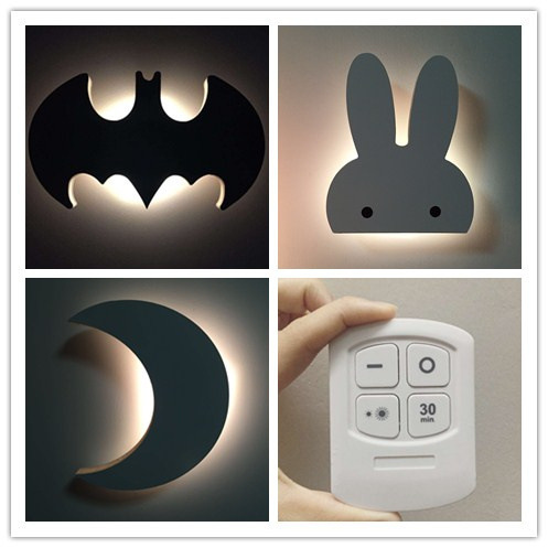 ins嬰兒喂奶燈 蝙蝠俠LED不插電超聲電遙控開關小夜燈  廠傢直銷工廠,批發,進口,代購