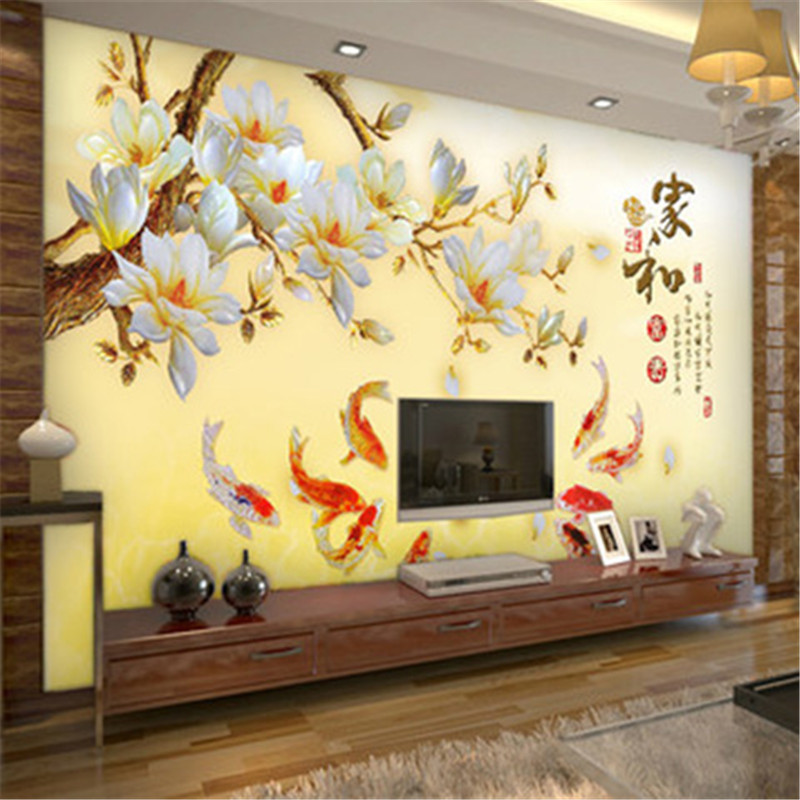 3d立體無縫定製電視背景墻壁紙壁畫墻佈客廳臥室傢和中式花鳥傢裝工廠,批發,進口,代購